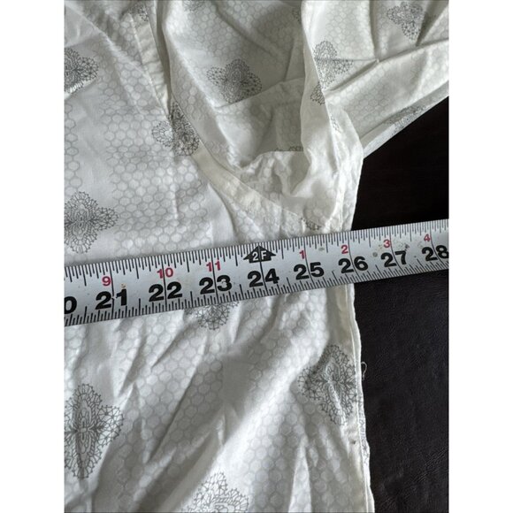 Perry Ellis Mens XL White Long Sleeve Button-Up Shirt W/ Gray Pattern - Picture 7 of 8